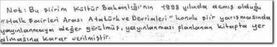 Atatürk Şiiri El Yazısıyla Not